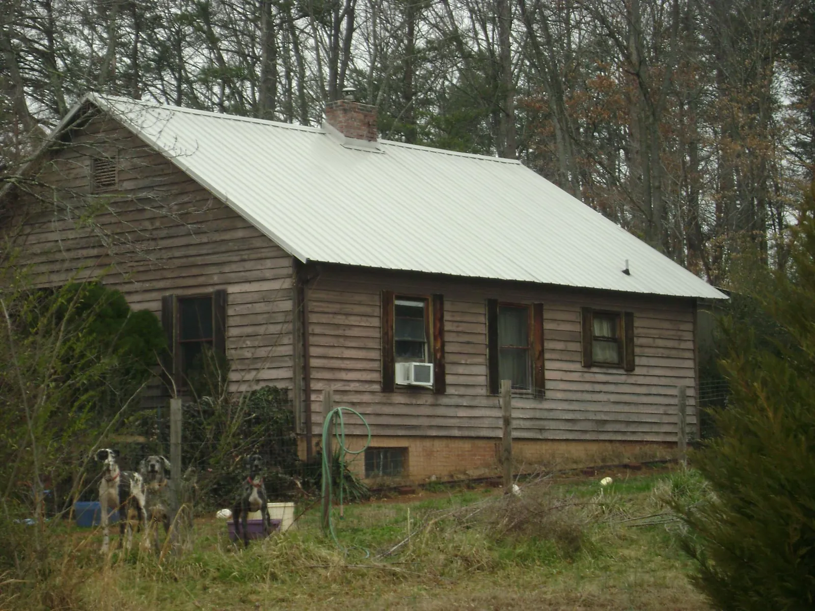 White metal roof on an old wood sided farmhouse, from a Asphalt Shingle Roof Repair job in Crewe